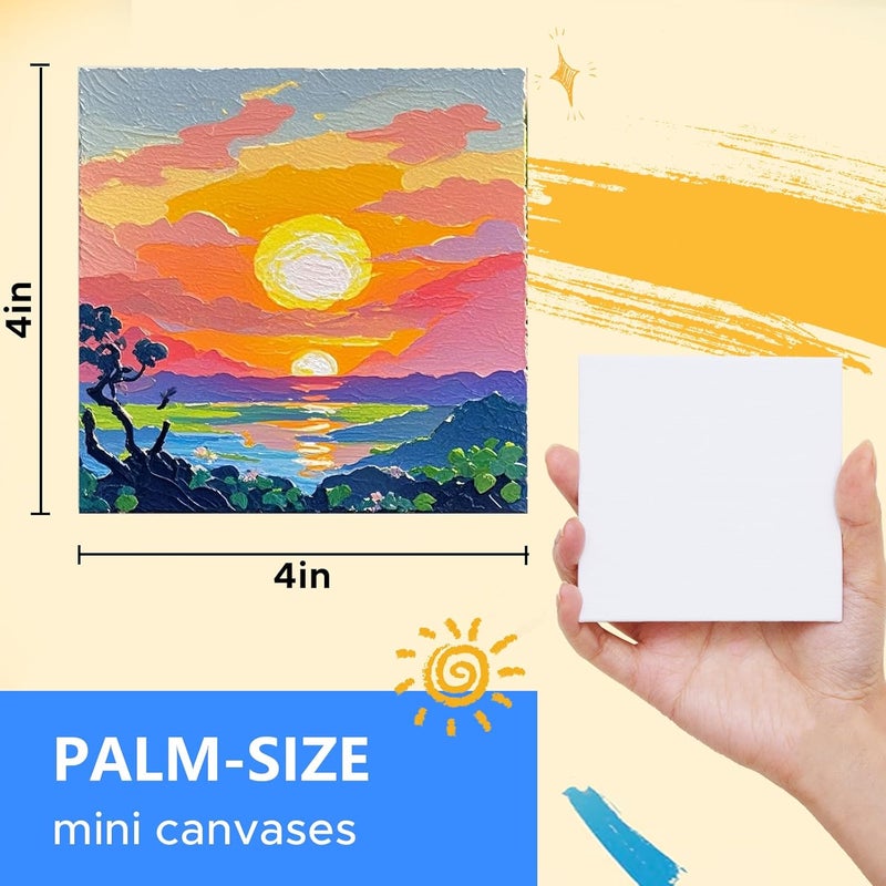 YOURSORTER Mini Canvas for Painting 36 Pack, 4x4 Inch Small Canvases for Painting, Blank Canvas Boards Panels Gesso Primed 100% Cotton for Acrylic Oil Watercolor Tempera, Ideal for All Skill Level - Image 2